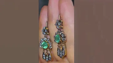 Старозаводские серьги с бриллиантами и изумрудами. Роскошные ювелирные изделия АнтикЮвелир