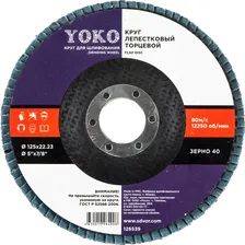 Круг лепестковый для шлифования 125х22 зерно 40 Yoko