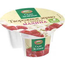 Село Зеленое творожное зерно в сливках 130гр 5% МАЛИНА стакан